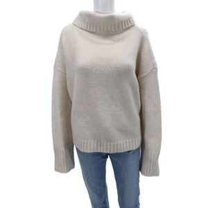 Dear John Unisex Pullover Sweater Beige Mock Neck Long Sleeve Angora Size M